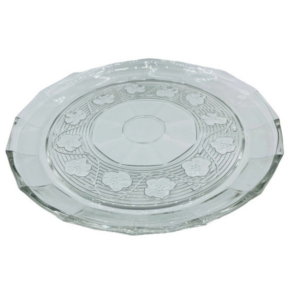 Vintage Glass Serving Plate - Poppy Flower | Large 12 x 12 | Home Dining